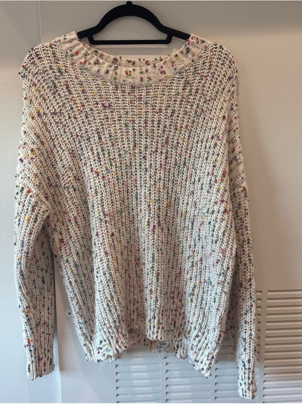 Main Strip Cream Speckled Crewneck Sweater with Multicolor Flecks